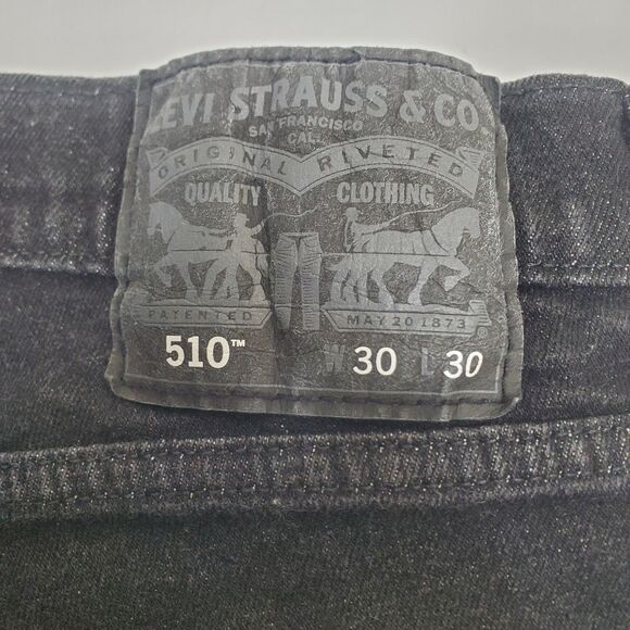 Levis Strauss 510 Black Jeans Mens 30x30 (30x26.5 Actual) SKINNY Denim Stretch - Picture 14 of 16